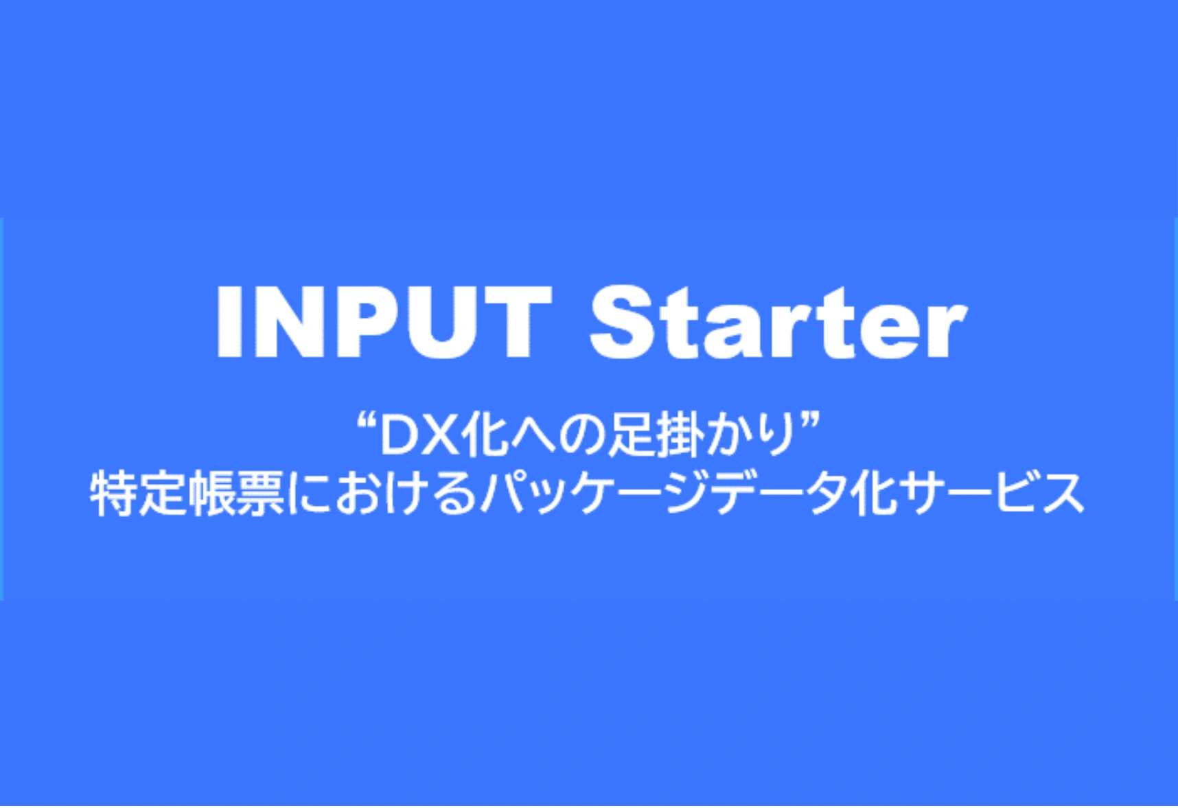 INPUT Starter ”DX化への足掛かり" 特定帳票におけるパッケージデータ化サービス